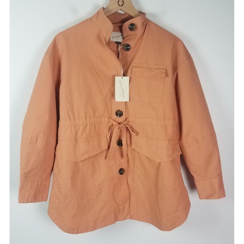 Universal Thread Women's Sz. XS Coral Drawstring Waist Button Up Utility Jacket - Picture 1 of 8